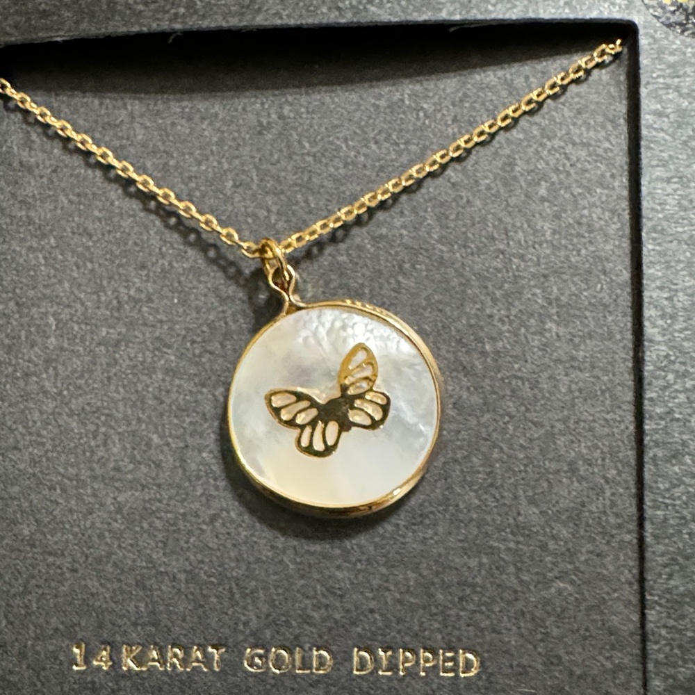 14k Gold Dipped Butterfly Necklace - Picture 3 of 4